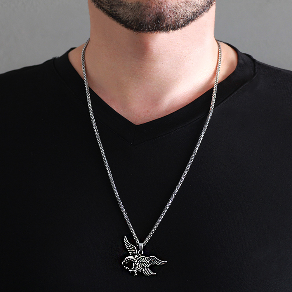 Kartal Tasarım Silver Renk Çelik Erkek Kolye - 2