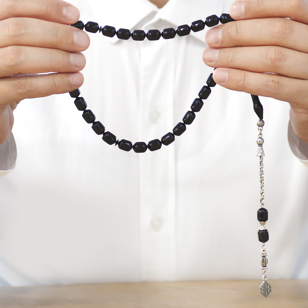 Katalin Tesbih - Kararmaz Metal Arnavut Püsküllü - Kapsül Kesim - Siyah Renk - 3