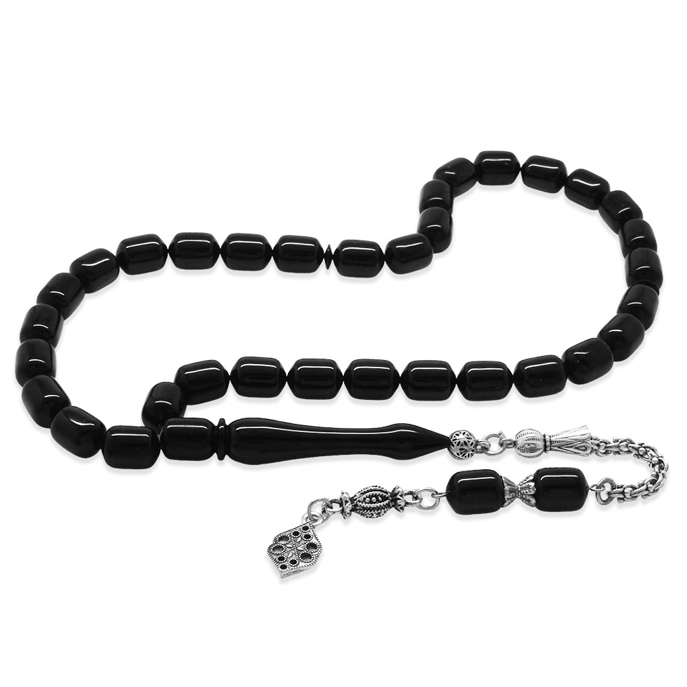 Katalin Tesbih - Kararmaz Metal Arnavut Püsküllü - Kapsül Kesim - Siyah Renk - 4