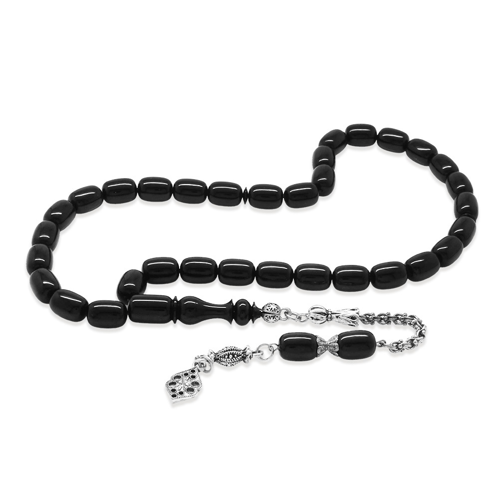 Katalin Tesbih - Kararmaz Metal Arnavut Püsküllü - Siyah Renk - Kapsül Kesim - 4