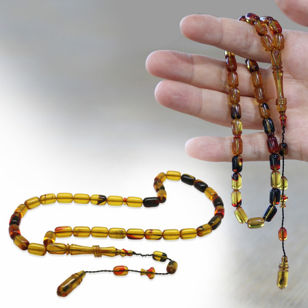 Katalin Tesbih - Sistemli - Usta İşçilikli - İmamesi Halkalı - Bala Siyah - Kapsül Kesim - Tesbihane