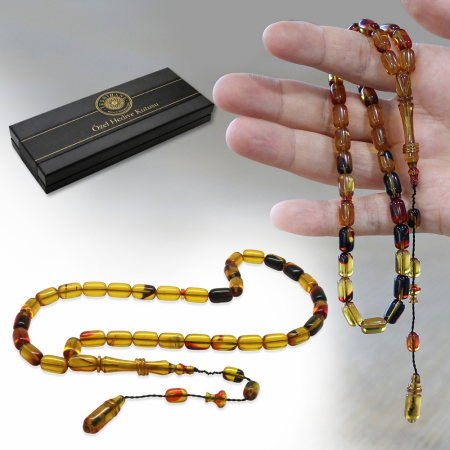 Katalin Tesbih - Sistemli - Usta İşçilikli - İmamesi Halkalı - Bala Siyah - Kapsül Kesim - Tesbihane