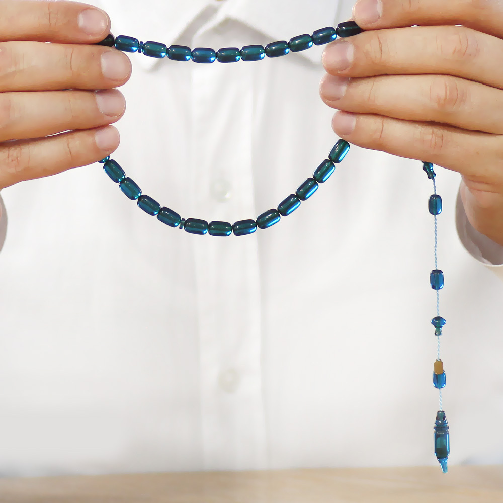 Katalin Tesbih - Sistemli - Usta İşçilikli - İmamesi Halkalı - Turkuaz - Kapsül Kesim - 3