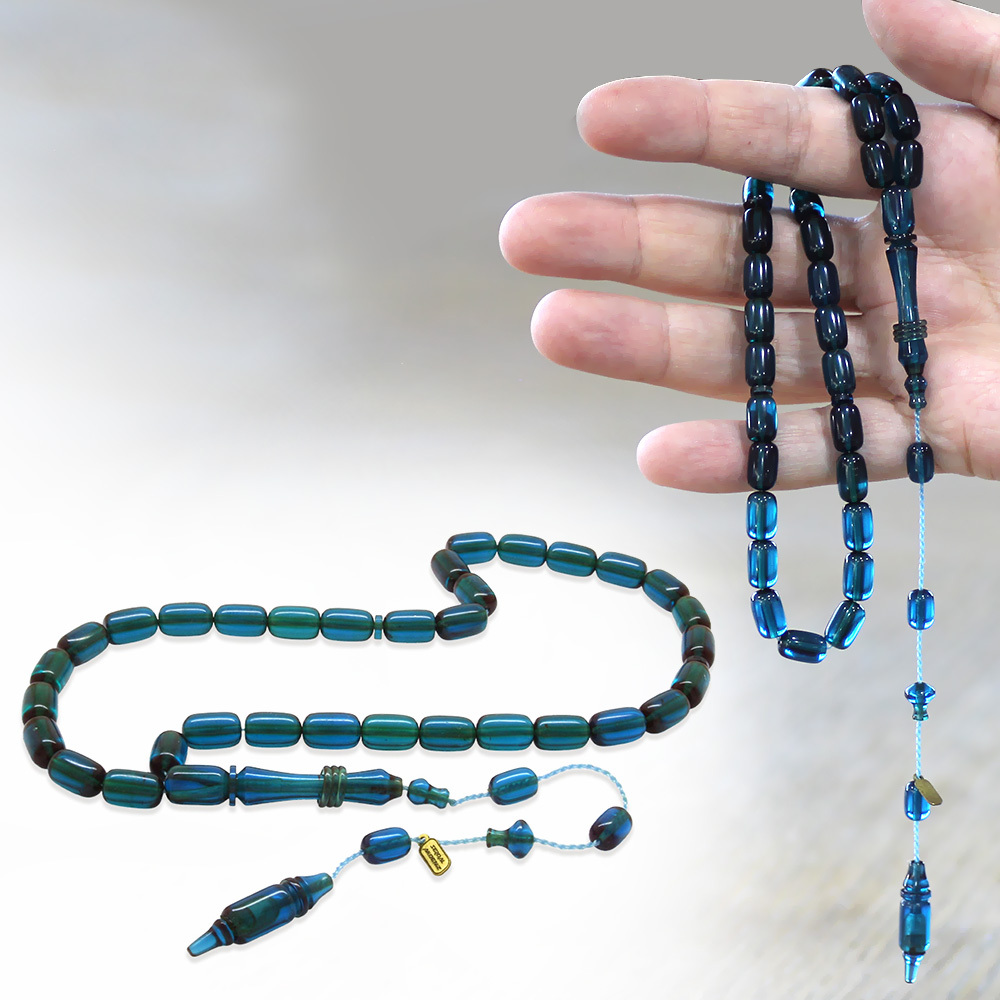 Katalin Tesbih - Sistemli - Usta İşçilikli - İmamesi Halkalı - Turkuaz - Kapsül Kesim - 1