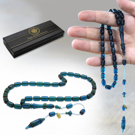 Katalin Tesbih - Sistemli - Usta İşçilikli - İmamesi Halkalı - Turkuaz - Kapsül Kesim - Tesbihane