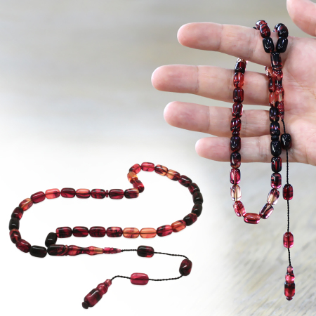 Katalin Tesbih - Sistemli - Gül Kurusu Kırmızı Renk - Kapsül Kesim - Tesbihane