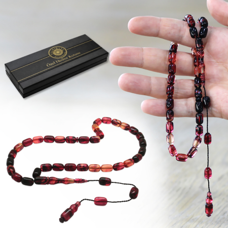 Katalin Tesbih - Sistemli - Gül Kurusu Kırmızı Renk - Kapsül Kesim - Tesbihane