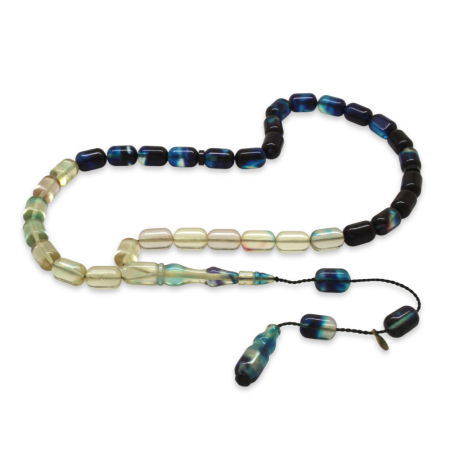 Katalin Tesbih - Sistemli - Süzme Beyaz Lacivert Renk - Kapsül Kesim - Tesbihane