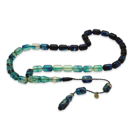 Katalin Tesbih - Sistemli - Süzme Beyaz Mavi Renk - Kapsül Kesim - Tesbihane