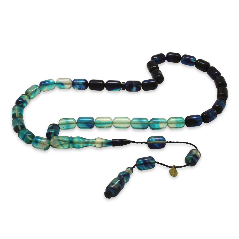 Katalin Tesbih - Sistemli - Süzme Beyaz Mavi Renk - Kapsül Kesim - 1