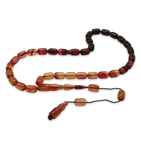 Katalin Tesbih - Sistemli - Süzme Gül Kurusu Kırmızı Renk - Kapsül Kesim - Tesbihane