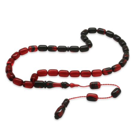 Katalin Tesbih - Sistemli - Süzme Kırmızı Siyah Renk - Kapsül Kesim - Tesbihane