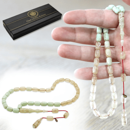 Katalin Tesbih - Sistemli - Süzme Krem Beyaz Renk - Kapsül Kesim - Tesbihane