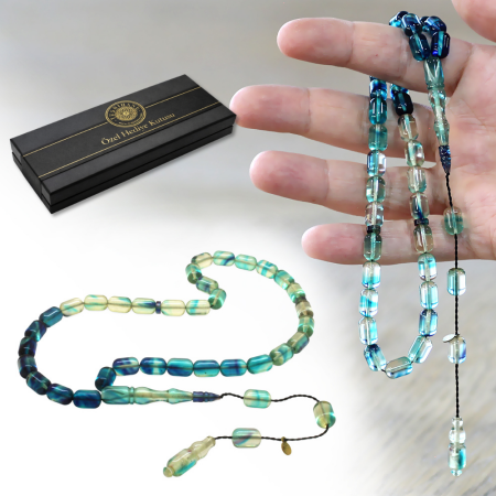 Katalin Tesbih - Sistemli - Süzme Lacivert Beyaz Renk - Kapsül Kesim - Tesbihane