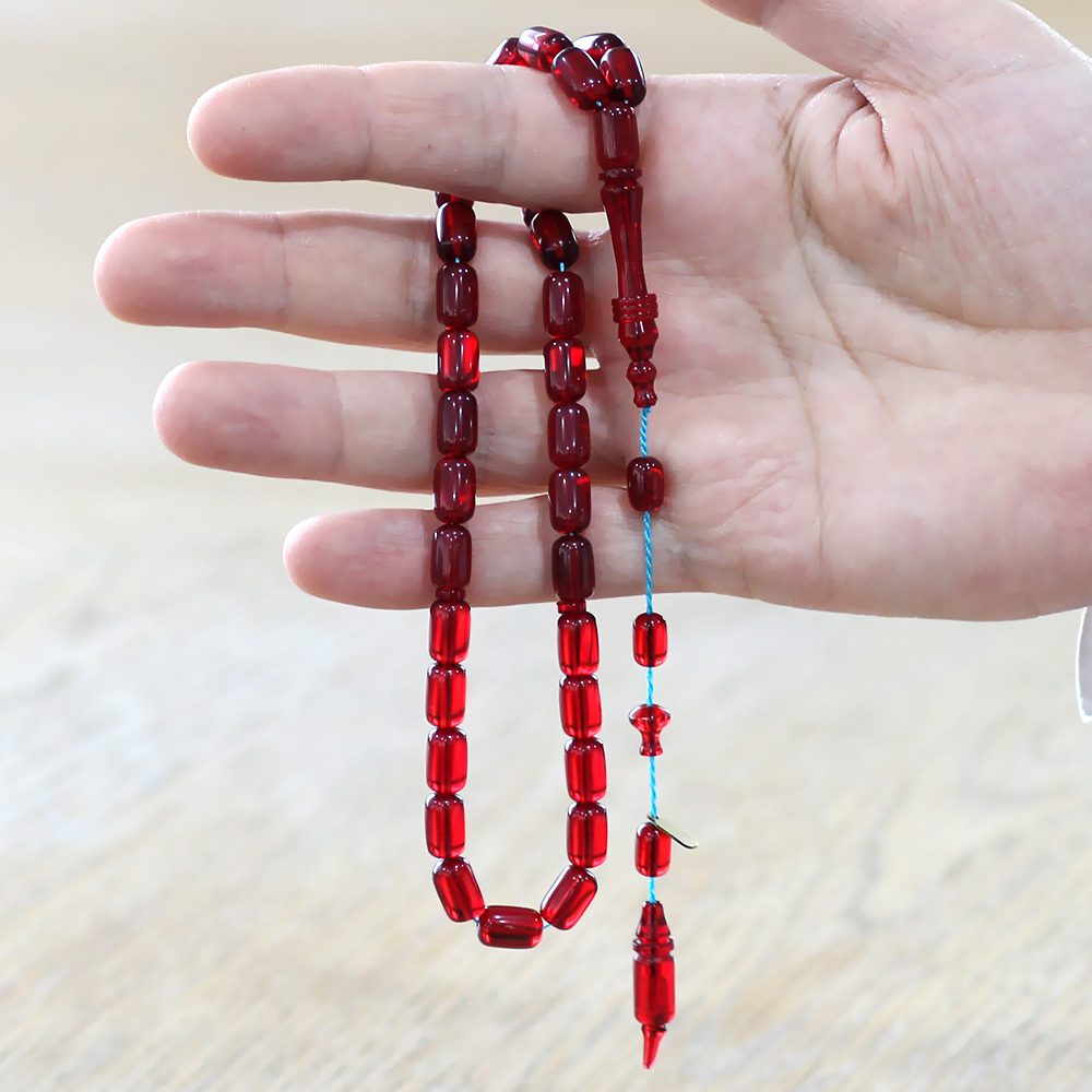 Katalin Tesbih - Sistemli - Usta İşçilikli - İmamesi Halkalı - Kırmızı Renk - Kapsül Kesim - 2