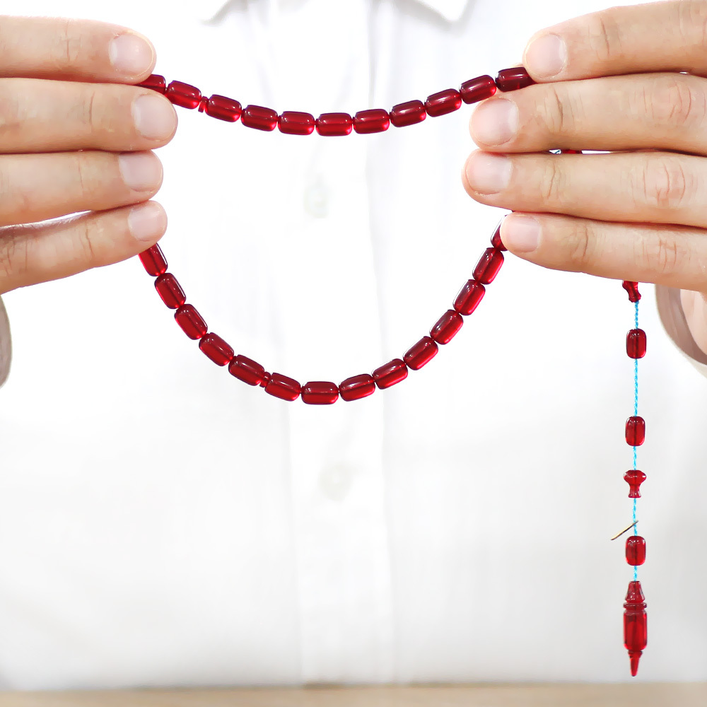 Katalin Tesbih - Sistemli - Usta İşçilikli - İmamesi Halkalı - Kırmızı Renk - Kapsül Kesim - 3
