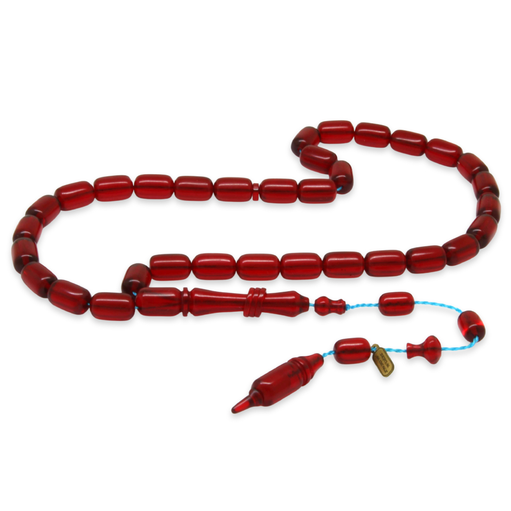 Katalin Tesbih - Sistemli - Usta İşçilikli - İmamesi Halkalı - Kırmızı Renk - Kapsül Kesim - 7