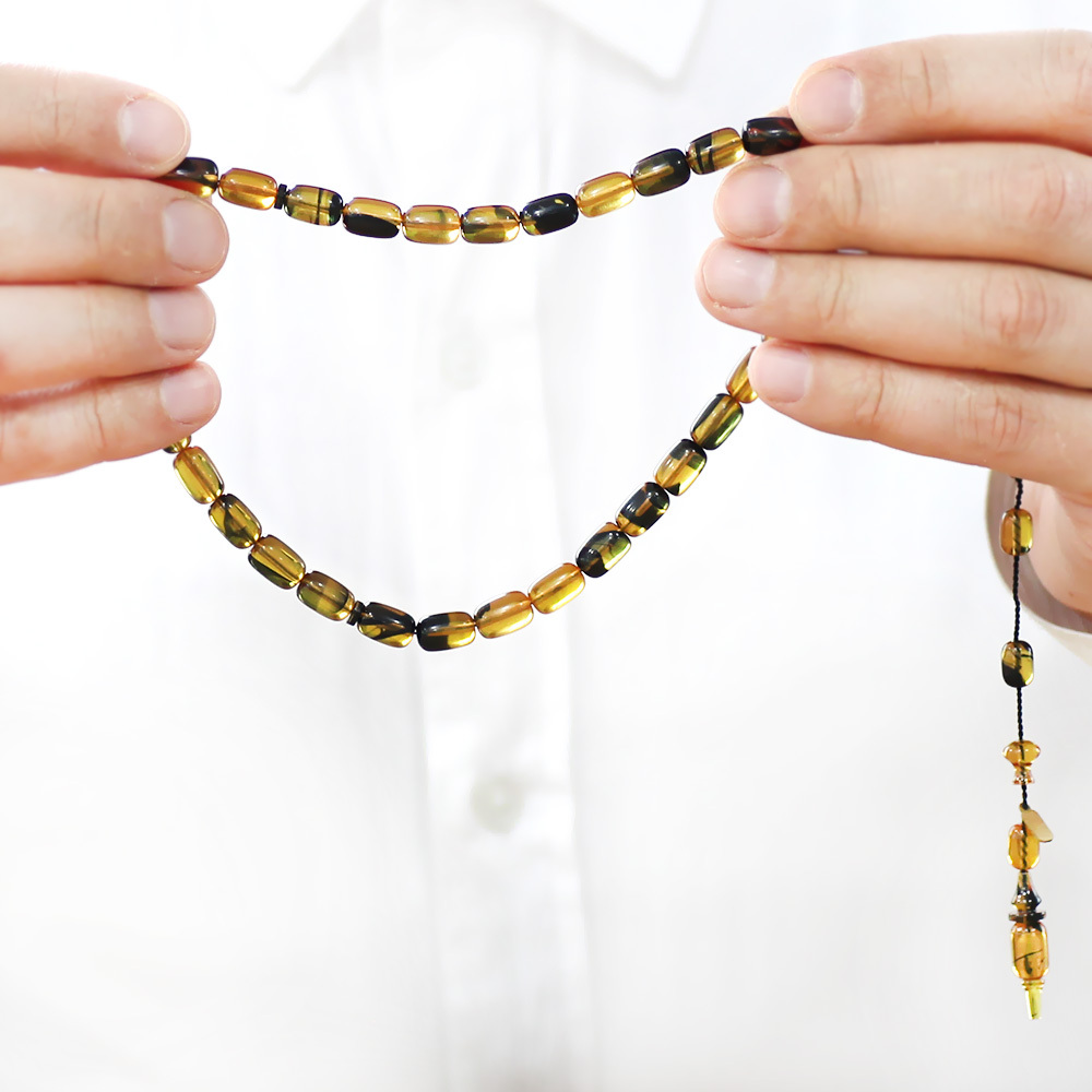 Katalin Tesbih - Sistemli - Usta İşçilikli - İmamesi Halkalı - Sarı Siyah Renk - Kapsül Kesim - 3