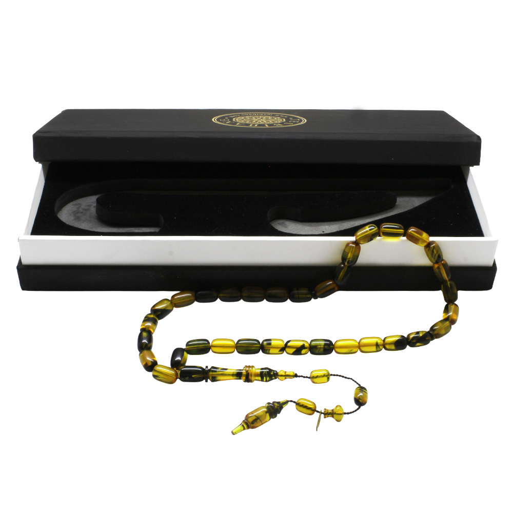 Katalin Tesbih - Sistemli - Usta İşçilikli - İmamesi Halkalı - Sarı Siyah Renk - Kapsül Kesim - 4