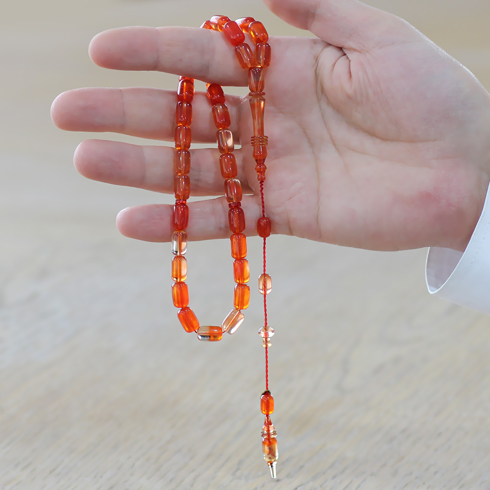 Katalin Tesbih - Sistemli - Usta İşçilikli - İmamesi Halkalı - Turuncu Renk - Kapsül Kesim - 2