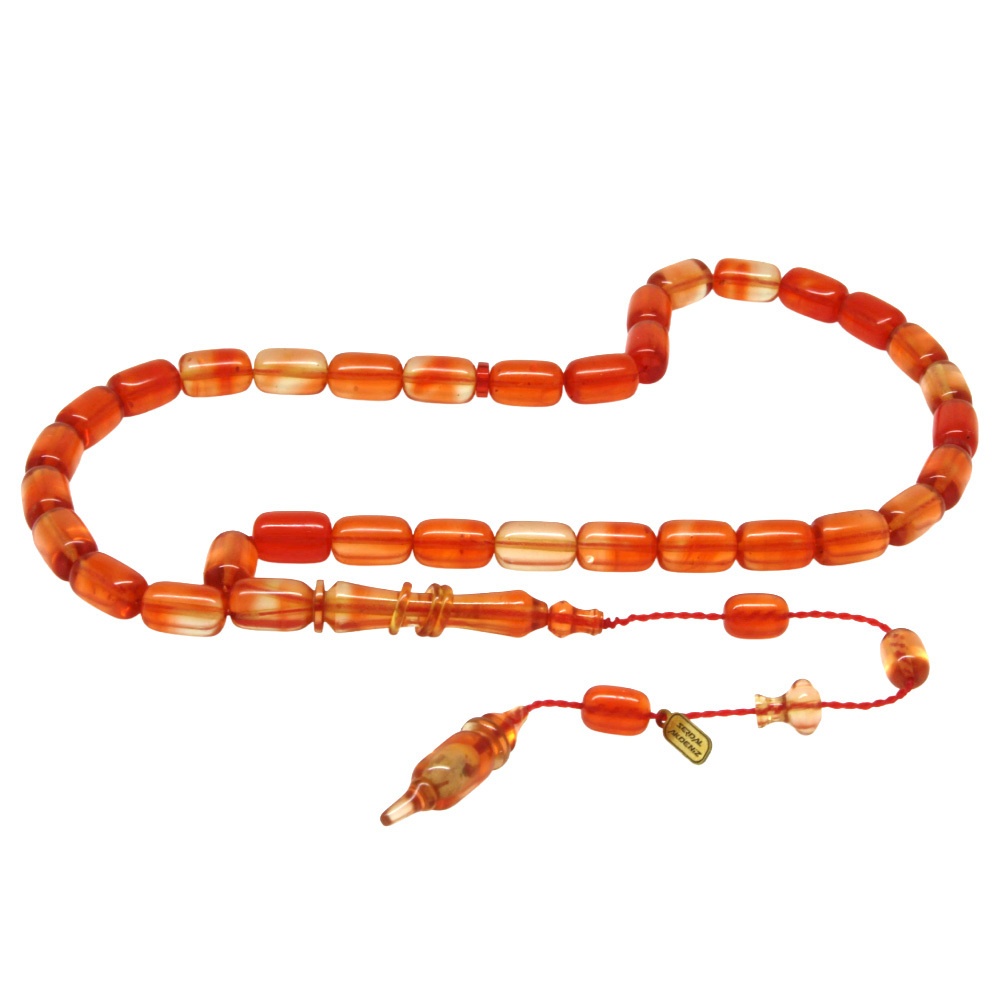 Katalin Tesbih - Sistemli - Usta İşçilikli - İmamesi Halkalı - Turuncu Renk - Kapsül Kesim - 7