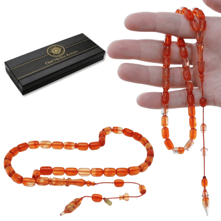 Katalin Tesbih - Sistemli - Usta İşçilikli - İmamesi Halkalı - Turuncu Renk - Kapsül Kesim - Tesbihane