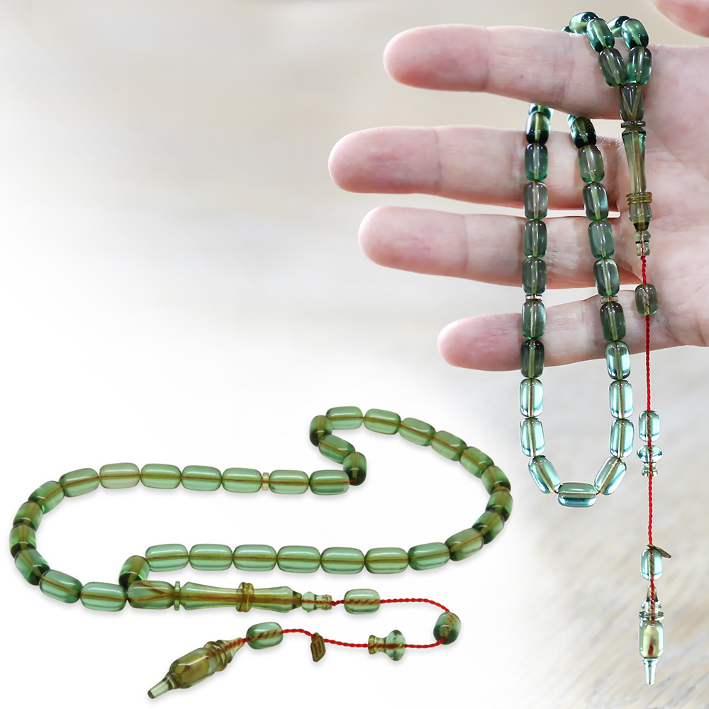Katalin Tesbih - Sistemli - Usta İşçilikli - İmamesi Halkalı - Yeşil Renk - Kapsül Kesim - 1