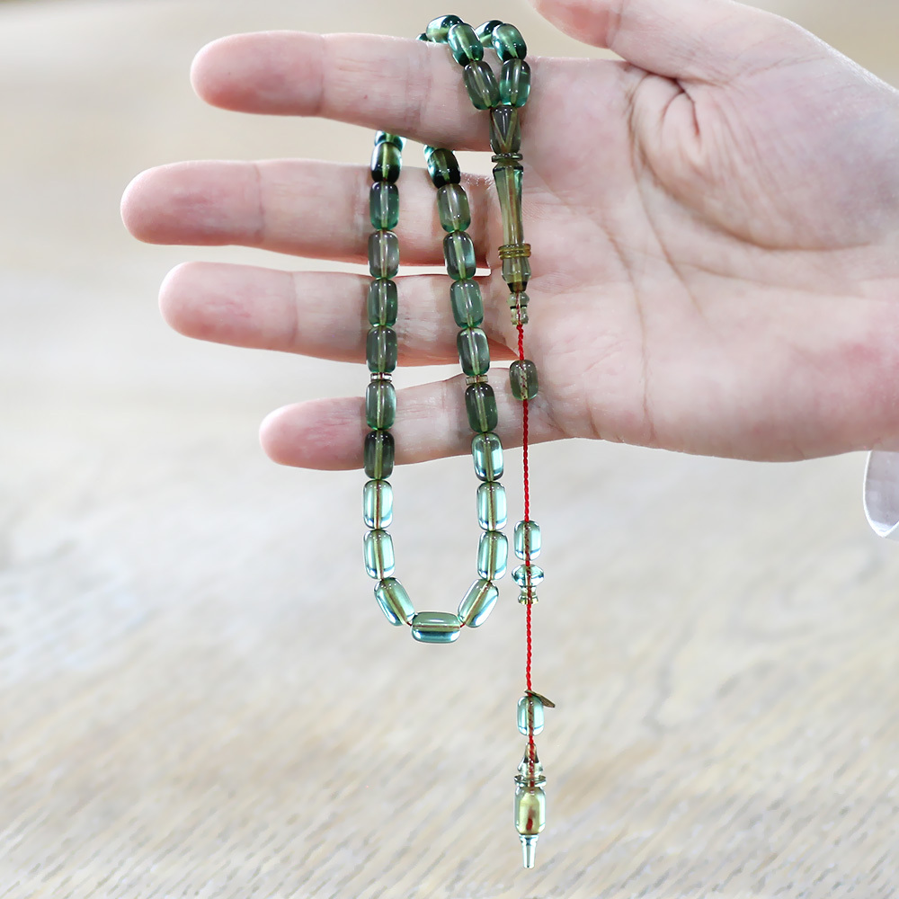 Katalin Tesbih - Sistemli - Usta İşçilikli - İmamesi Halkalı - Yeşil Renk - Kapsül Kesim - 2