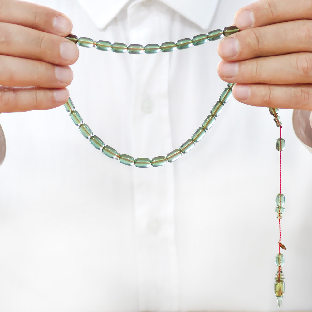 Katalin Tesbih - Sistemli - Usta İşçilikli - İmamesi Halkalı - Yeşil Renk - Kapsül Kesim - 3