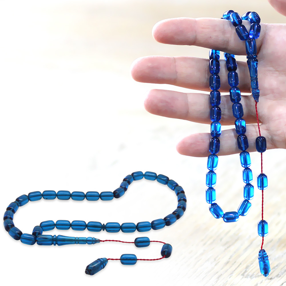 Katalin Tesbih - Sistemli - Usta İşçilikli - Özel Kutulu - Mavi Renk - Kapsül Kesim - 1