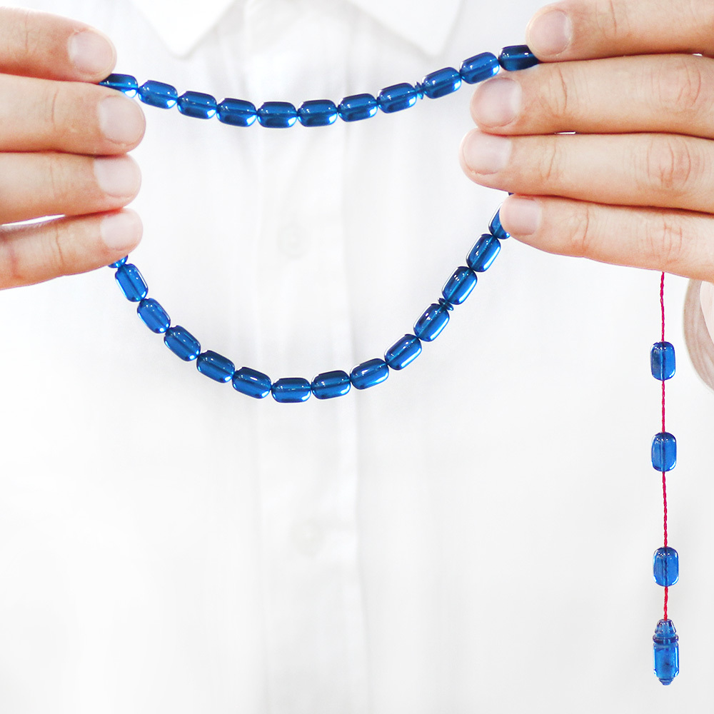 Katalin Tesbih - Sistemli - Usta İşçilikli - Özel Kutulu - Mavi Renk - Kapsül Kesim - 3