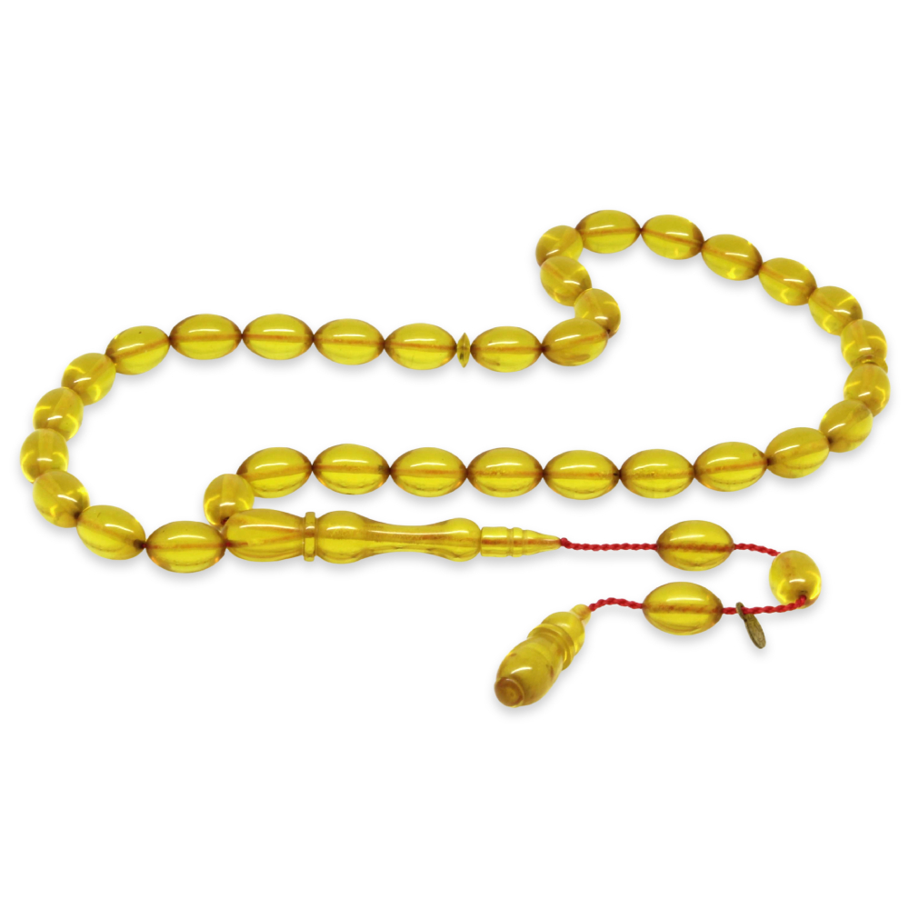 Katalin Tesbih - Sistemli - Usta İşçilikli - Özel Kutulu - Sarı Renk - Arpa Kesim - 7