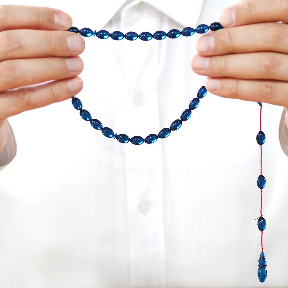 Katalin Tesbih - Sistemli - Usta İşçilikli - Özel Kutulu - Turkuaz Renk - Arpa Kesim - 3