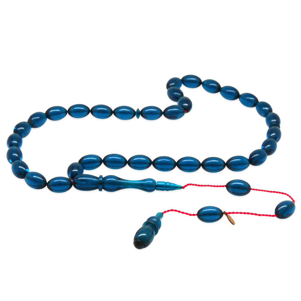 Katalin Tesbih - Sistemli - Usta İşçilikli - Özel Kutulu - Turkuaz Renk - Arpa Kesim - 7