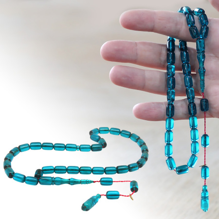 Katalin Tesbih - Sistemli - Usta İşçilikli - Özel Kutulu - Turkuaz Renk - Kapsül Kesim - Tesbihane