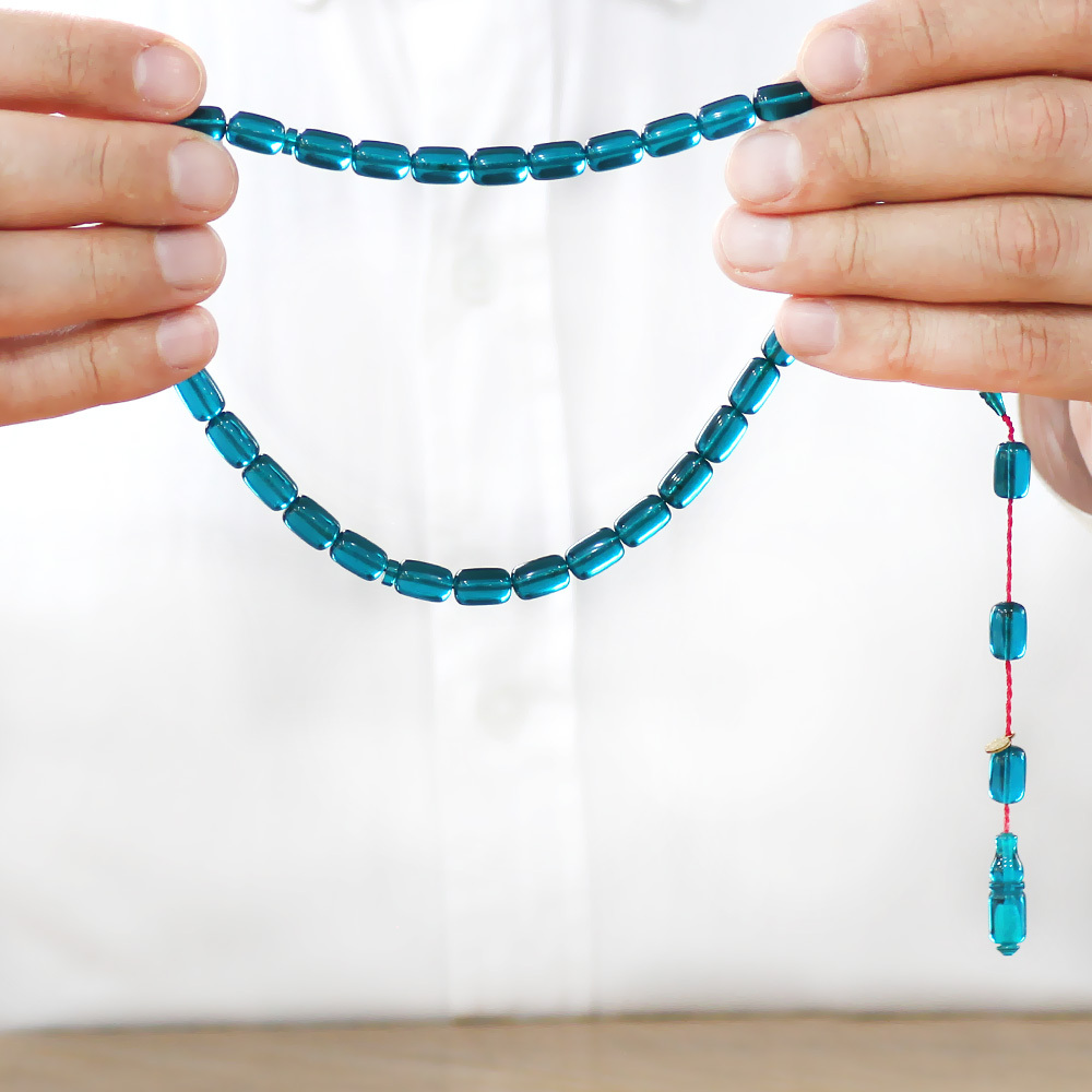 Katalin Tesbih - Sistemli - Usta İşçilikli - Özel Kutulu - Turkuaz Renk - Kapsül Kesim - 3