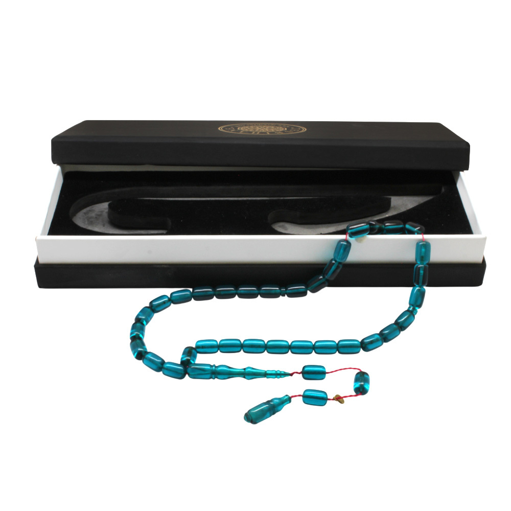 Katalin Tesbih - Sistemli - Usta İşçilikli - Özel Kutulu - Turkuaz Renk - Kapsül Kesim - 4