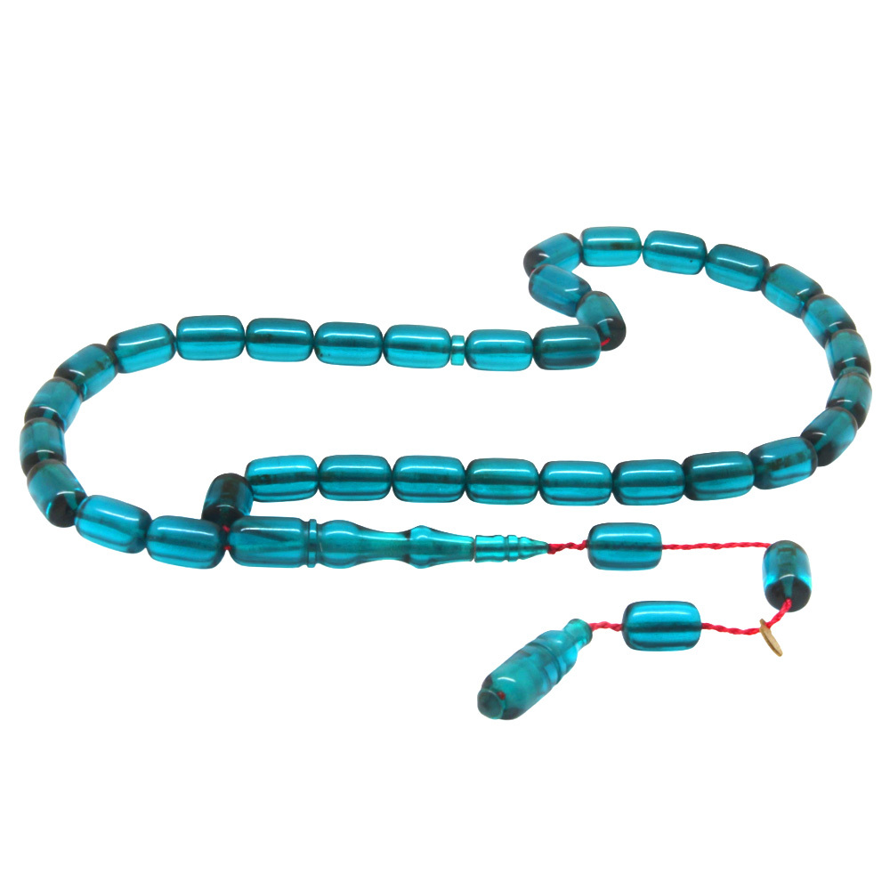 Katalin Tesbih - Sistemli - Usta İşçilikli - Özel Kutulu - Turkuaz Renk - Kapsül Kesim - 7