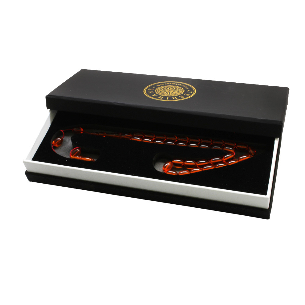 Katalin Tesbih - Sistemli - Usta İşçilikli - Özel Kutulu - Turuncu Renk - Arpa Kesim - 5