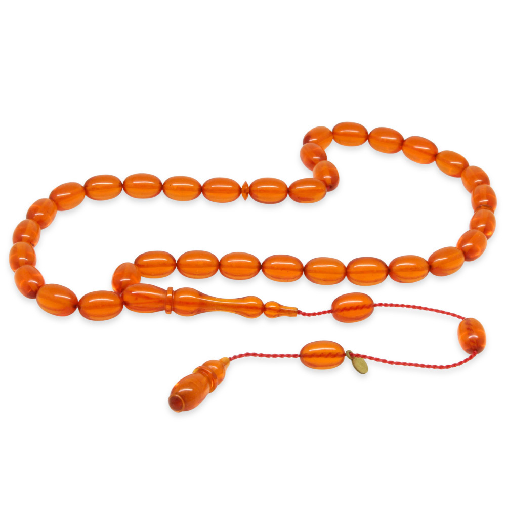 Katalin Tesbih - Sistemli - Usta İşçilikli - Özel Kutulu - Turuncu Renk - Arpa Kesim - 7