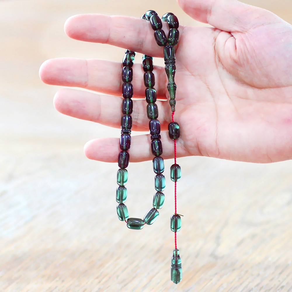 Katalin Tesbih - Sistemli - Usta İşçilikli - Özel Kutulu - Zümrüt Yeşili Renk - Kapsül Kesim - 2