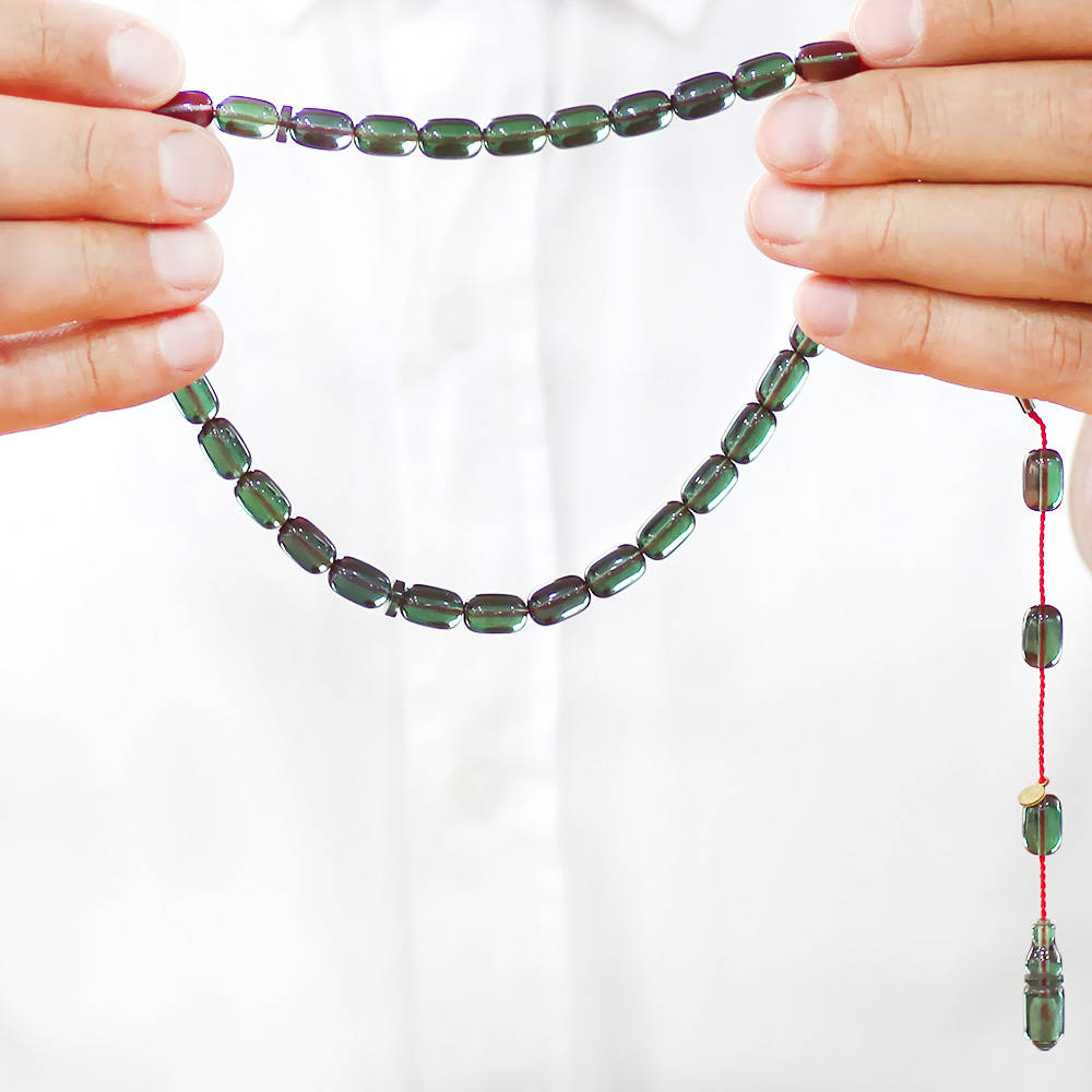 Katalin Tesbih - Sistemli - Usta İşçilikli - Özel Kutulu - Zümrüt Yeşili Renk - Kapsül Kesim - 3