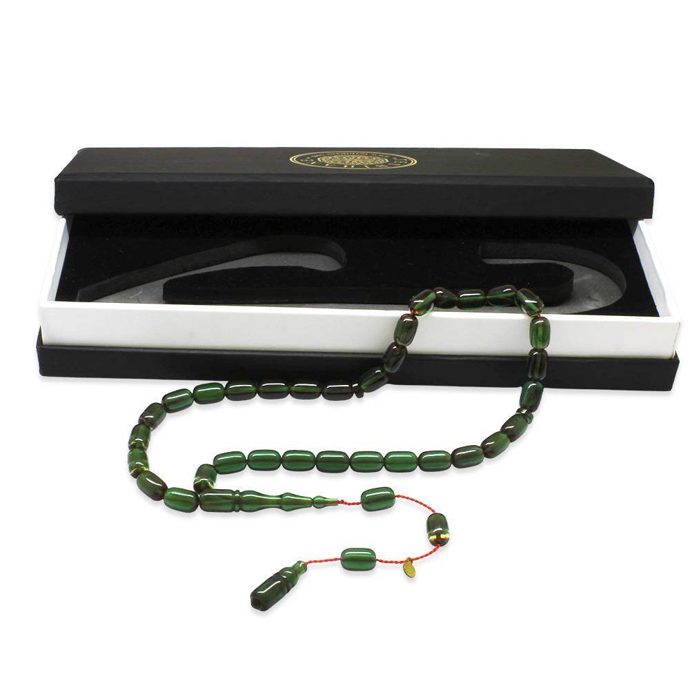 Katalin Tesbih - Sistemli - Usta İşçilikli - Özel Kutulu - Zümrüt Yeşili Renk - Kapsül Kesim - 4