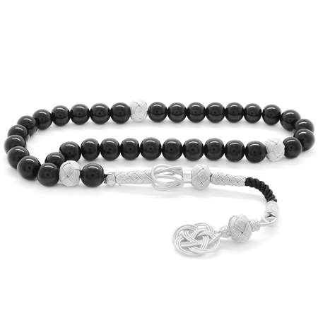 1000 Ayar Gümüş Kazaz Püsküllü Rus Oltu Tesbih - Tesbihane