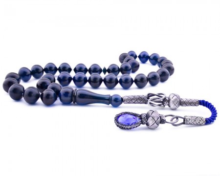 Kazaz Püsküllü Sığırcık Kesim Sıkma Kehribar Tesbih - Tesbihane