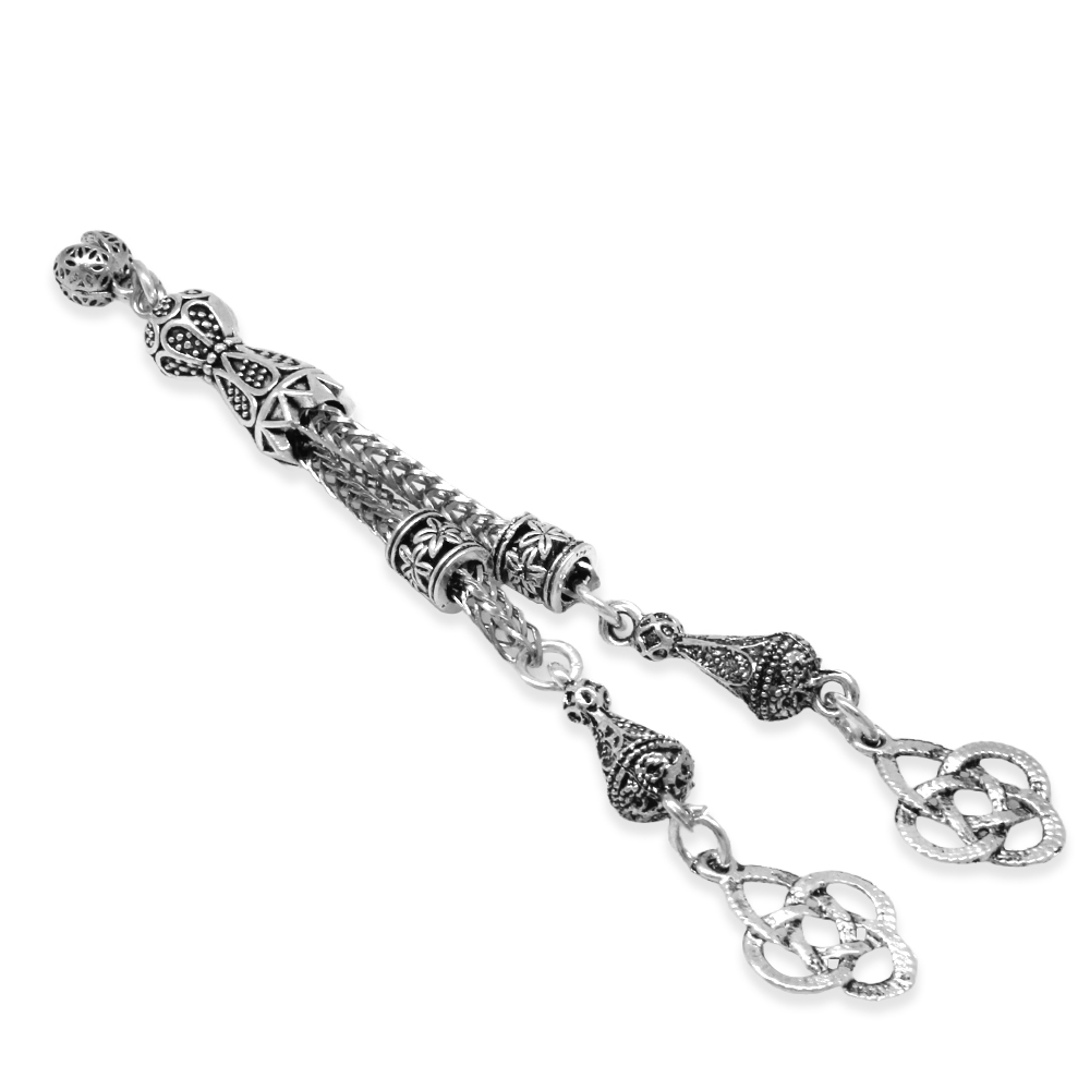 Kazaziye Temalı Foxtail Zincirli Çift Kamçılı Kararmaz Metal Püskül - 2