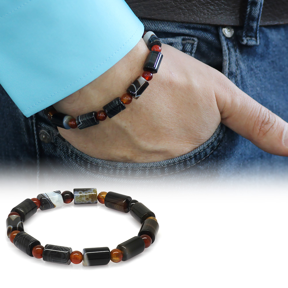 Kesme Kesim Süleyman Akik Doğaltaş Erkek Bileklik - 1