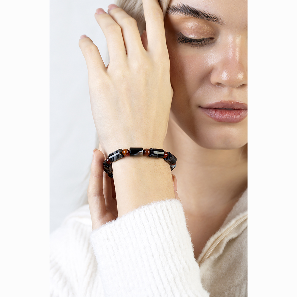 Kesme Kesim Süleyman Akik Doğaltaş Kadın Bileklik - 2