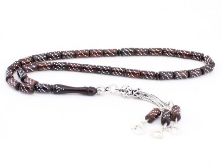 Kesme Model Gümüş Ayyıldız Püsküllü Kuka Tesbih - Tesbihane