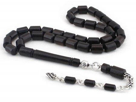 Kesme Model Gümüşlü Abanoz Ağacı Tesbih (AHACEKNS) - Tesbihane